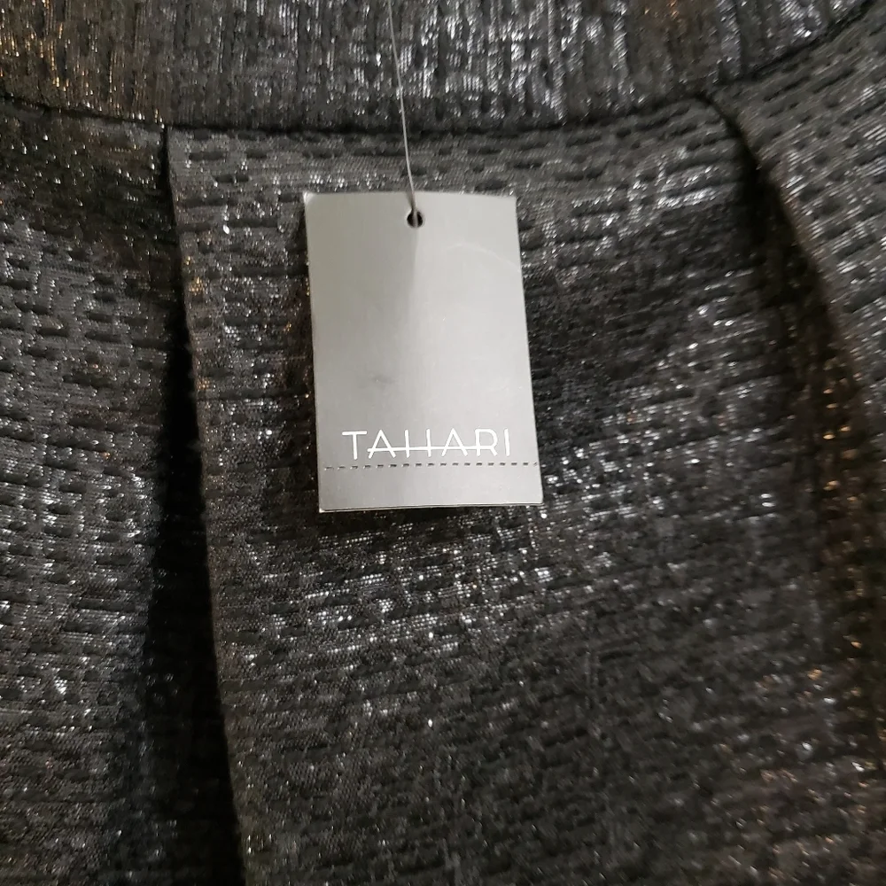 Tahari skater mini skirt metallic side zip pleat - Picture 5 of 7
